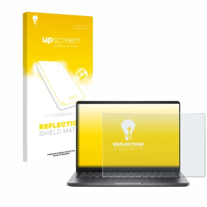 Parte frontale di una confezione del prodotto con il logo del marchio upscreen. Accanto è raffigurato il dispositivo Dell Pro