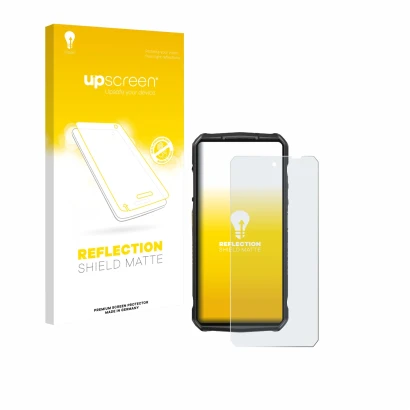 Parte frontale di una confezione del prodotto con il logo del marchio upscreen. Accanto è raffigurato il dispositivo Ulefone 2