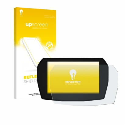 Parte frontale di una confezione del prodotto con il logo del marchio upscreen. Accanto è raffigurato il dispositivo Ducati Pa