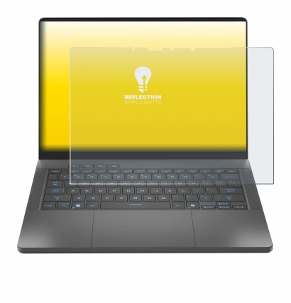 Immagine del dispositivo ASUS ROG Zephyrus G14 2025 GA403 con un'ampia varietà di protezioni per lo schermo.