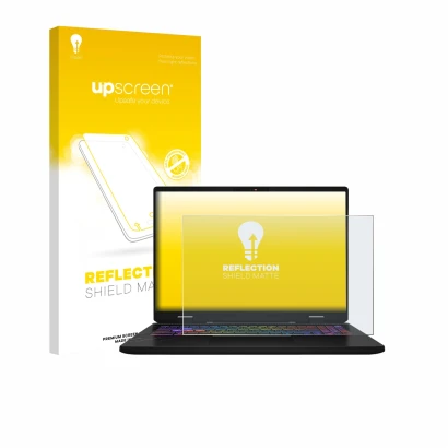 Parte frontale di una confezione del prodotto con il logo del marchio upscreen. Accanto è raffigurato il dispositivo MSI Vecto