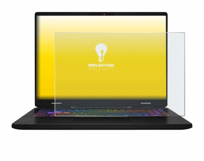 Immagine del dispositivo MSI Vector 16 HX AI con un'ampia varietà di protezioni per lo schermo.