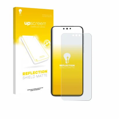 Parte frontale di una confezione del prodotto con il logo del marchio upscreen. Accanto è raffigurato il dispositivo Huawei Ma