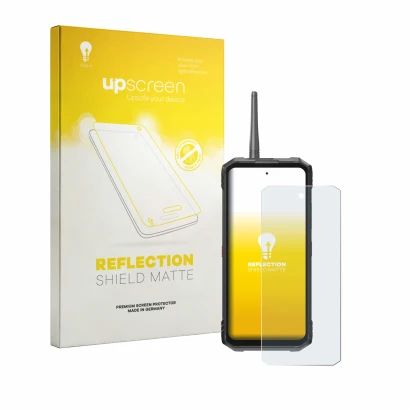 Parte frontale di una confezione del prodotto con il logo del marchio upscreen. Accanto è raffigurato il dispositivo Hotwav Hy