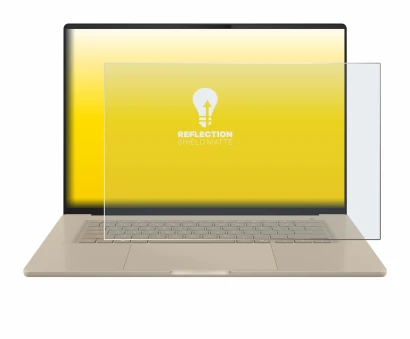 Immagine del dispositivo ASUS ZenBook A16 UX3607 con un'ampia varietà di protezioni per lo schermo.
