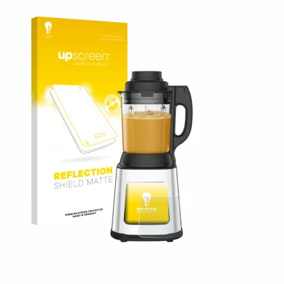 Parte frontale di una confezione del prodotto con il logo del marchio upscreen. Accanto è raffigurato il dispositivo Moulinex 