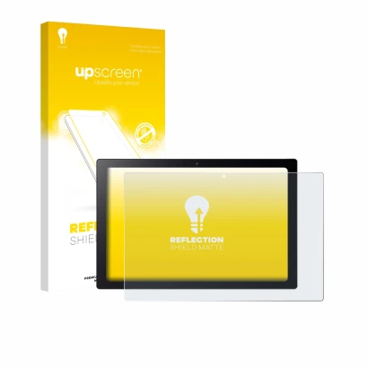 Parte frontale di una confezione del prodotto con il logo del marchio upscreen. Accanto è raffigurato il dispositivo Acer Chro