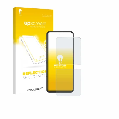 Parte frontale di una confezione del prodotto con il logo del marchio upscreen. Accanto è raffigurato il dispositivo Nubia Fli