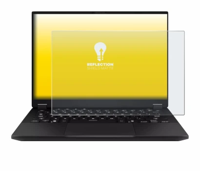 Immagine del dispositivo ASUS TUF Gaming A14 con un'ampia varietà di protezioni per lo schermo.