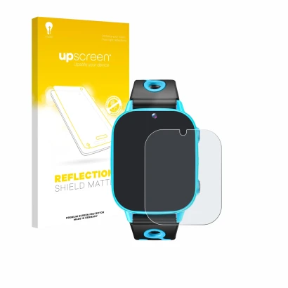 Parte frontale di una confezione del prodotto con il logo del marchio upscreen. Accanto è raffigurato il dispositivo idomars M