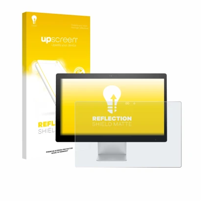 Parte frontale di una confezione del prodotto con il logo del marchio upscreen. Accanto è raffigurato il dispositivo HP Pavili