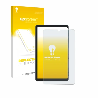 Parte frontale di una confezione del prodotto con il logo del marchio upscreen. Accanto è raffigurato il dispositivo Chuwi AuP