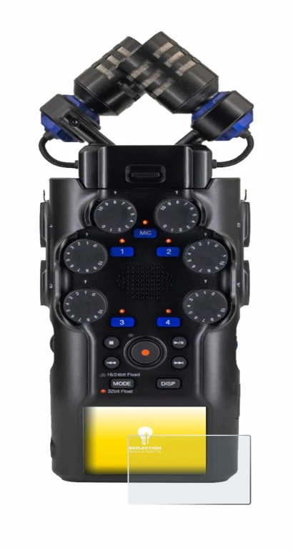 Immagine del dispositivo Zoom H6 studio con un'ampia varietà di protezioni per lo schermo.