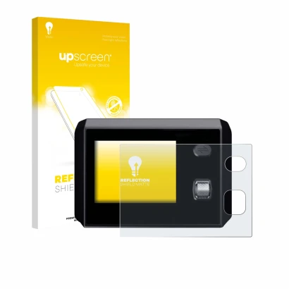 Parte frontale di una confezione del prodotto con il logo del marchio upscreen. Accanto è raffigurato il dispositivo SkyRC MC5