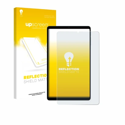 Parte frontale di una confezione del prodotto con il logo del marchio upscreen. Accanto è raffigurato il dispositivo Teclast T