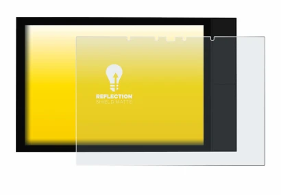 Immagine del dispositivo Shelly Wall Display XL con un'ampia varietà di protezioni per lo schermo.