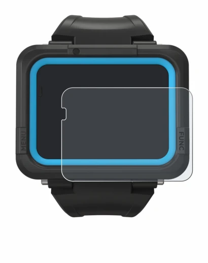 Immagine del dispositivo Shearwater PEREGRINE dive computer con un'ampia varietà di protezioni per lo schermo.