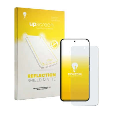 Parte frontale di una confezione del prodotto con il logo del marchio upscreen. Accanto è raffigurato il dispositivo Oppo K15