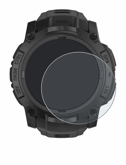 Immagine del dispositivo Garmin Instinct 3 Tactical Edition (50 mm) con un'ampia varietà di protezioni per lo schermo.