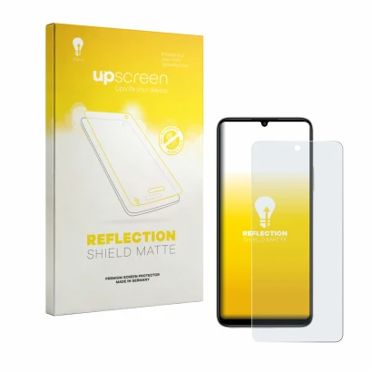 Parte frontale di una confezione del prodotto con il logo del marchio upscreen. Accanto è raffigurato il dispositivo General M
