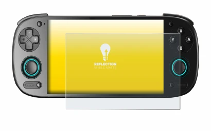 Immagine del dispositivo Retroid Pocket 5 con un'ampia varietà di protezioni per lo schermo.