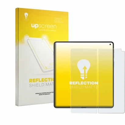 Parte frontale di una confezione del prodotto con il logo del marchio upscreen. Accanto è raffigurato il dispositivo Motorola