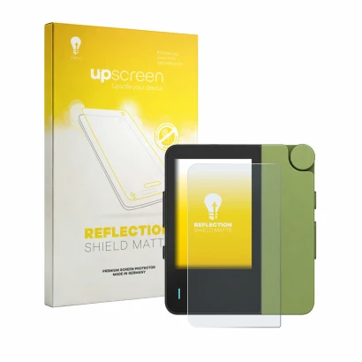 Parte frontale di una confezione del prodotto con il logo del marchio upscreen. Accanto è raffigurato il dispositivo Hiby W4 c