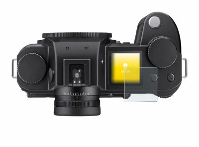 Immagine del dispositivo Leica SL3-P (display a spalla) con un'ampia varietà di protezioni per lo schermo.