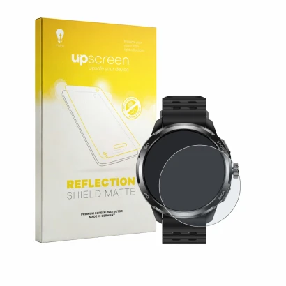 Parte frontale di una confezione del prodotto con il logo del marchio upscreen. Accanto è raffigurato il dispositivo Ulefone A
