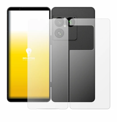 Immagine del dispositivo Sony Xperia 1 VIII (Fronte+Retro) con un'ampia varietà di protezioni per lo schermo.