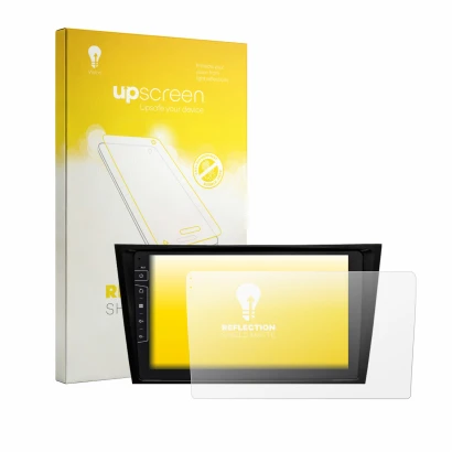 Parte frontale di una confezione del prodotto con il logo del marchio upscreen. Accanto è raffigurato il dispositivo Dynavin D