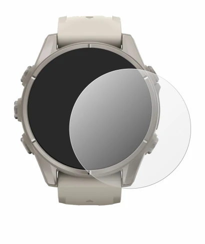 Immagine del dispositivo Garmin Fenix 9 (43 mm) con un'ampia varietà di protezioni per lo schermo.