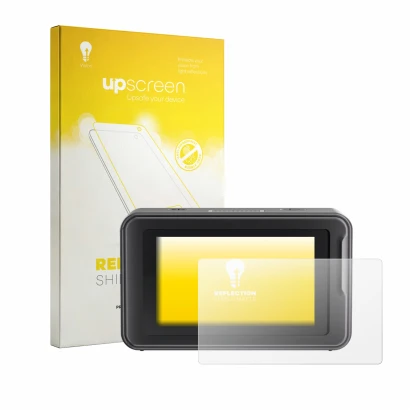 Parte frontale di una confezione del prodotto con il logo del marchio upscreen. Accanto è raffigurato il dispositivo Creality