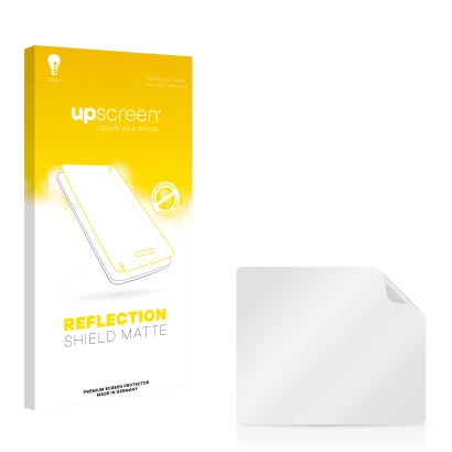 Parte frontale di una confezione del prodotto con il logo del marchio upscreen. Accanto si trova la protezione per lo schermo