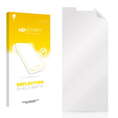 Parte frontale di una confezione del prodotto con il logo del marchio upscreen. Accanto si trova la protezione per lo schermo