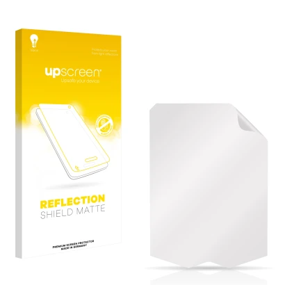 Parte frontale di una confezione del prodotto con il logo del marchio upscreen. Accanto si trova la protezione per lo schermo 