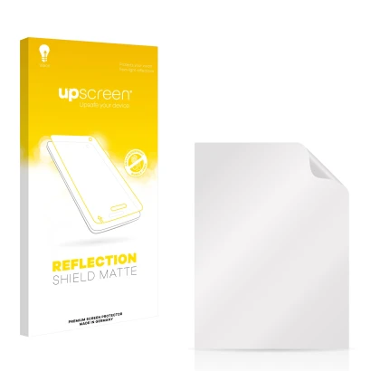Parte frontale di una confezione del prodotto con il logo del marchio upscreen. Accanto si trova la protezione per lo schermo