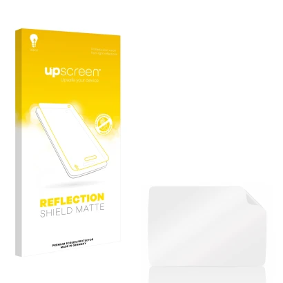 Parte frontale di una confezione del prodotto con il logo del marchio upscreen. Accanto si trova la protezione per lo schermo