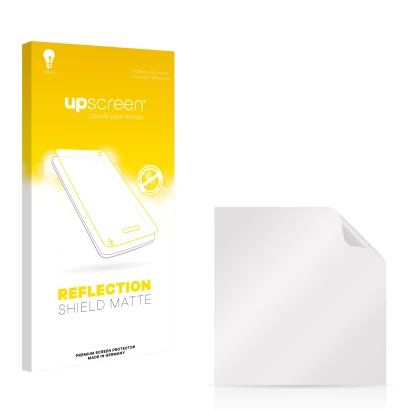 Parte frontale di una confezione del prodotto con il logo del marchio upscreen. Accanto si trova la protezione per lo schermo 