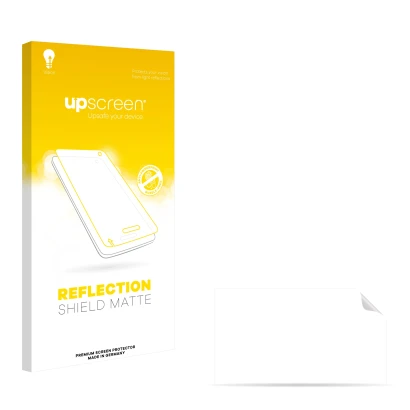 Parte frontale di una confezione del prodotto con il logo del marchio upscreen. Accanto si trova la protezione per lo schermo