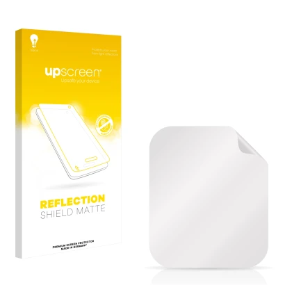 Parte frontale di una confezione del prodotto con il logo del marchio upscreen. Accanto si trova la protezione per lo schermo 
