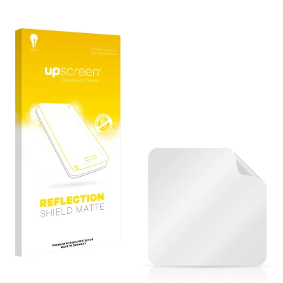 Parte frontale di una confezione del prodotto con il logo del marchio upscreen. Accanto si trova la protezione per lo schermo