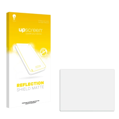 Parte frontale di una confezione del prodotto con il logo del marchio upscreen. Accanto si trova la protezione per lo schermo