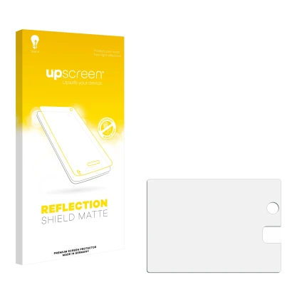 Parte frontale di una confezione del prodotto con il logo del marchio upscreen. Accanto si trova la protezione per lo schermo