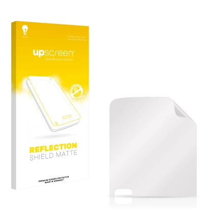 Parte frontale di una confezione del prodotto con il logo del marchio upscreen. Accanto si trova la protezione per lo schermo