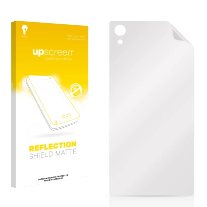 Parte frontale di una confezione del prodotto con il logo del marchio upscreen. Accanto si trova la protezione per lo schermo 