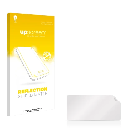 Parte frontale di una confezione del prodotto con il logo del marchio upscreen. Accanto si trova la protezione per lo schermo 