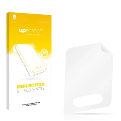 Parte frontale di una confezione del prodotto con il logo del marchio upscreen. Accanto si trova la protezione per lo schermo 