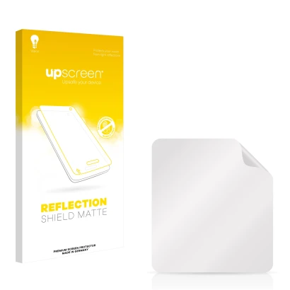 Parte frontale di una confezione del prodotto con il logo del marchio upscreen. Accanto si trova la protezione per lo schermo