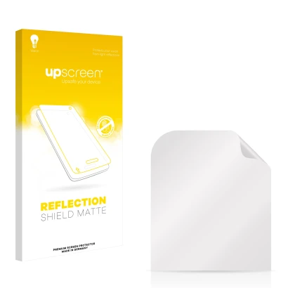 Parte frontale di una confezione del prodotto con il logo del marchio upscreen. Accanto si trova la protezione per lo schermo 